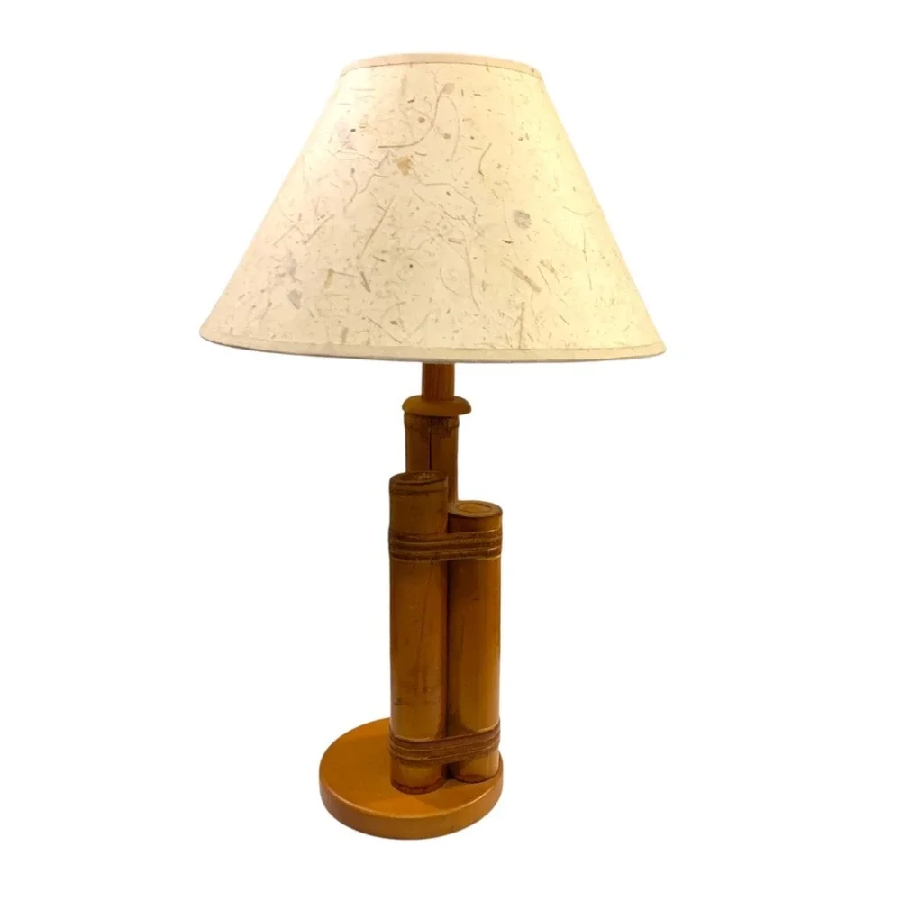 VTG Mid Century Bamboo Table Lamp Tarogo Japan Hollywood Regency Boho Coastal 16